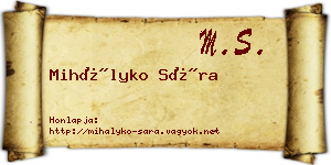 Mihályko Sára névjegykártya